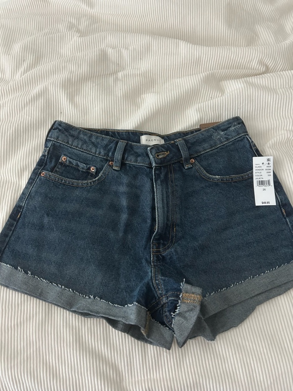 PacSun High-Rise Denim Shorts in Dark Blue